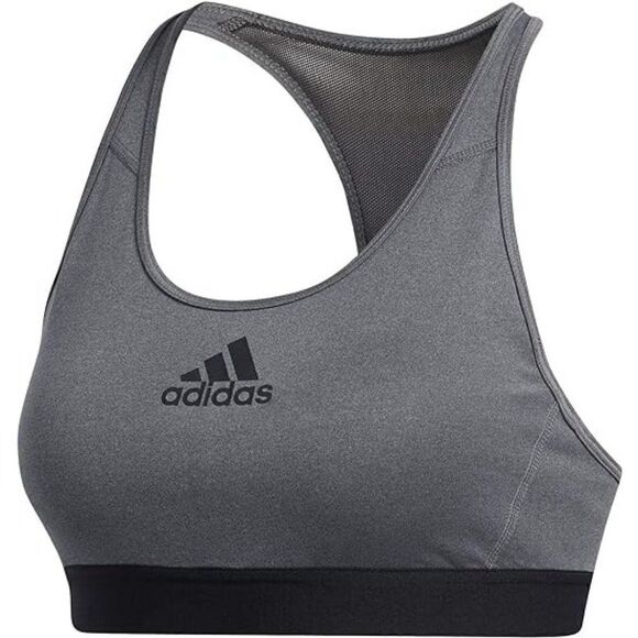 Adidas Sports Bra Medium Don't Rest Alphaskin Mid Racerback Logo Grey Black - Picture 2 of 8